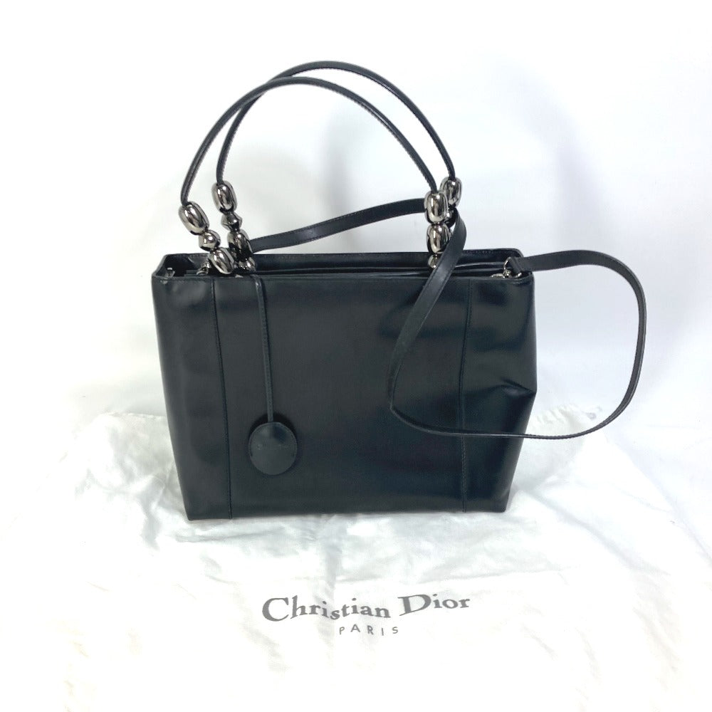 Dior Handbag leather black 2WAY bag Maris Pearl Women Used Authentic
