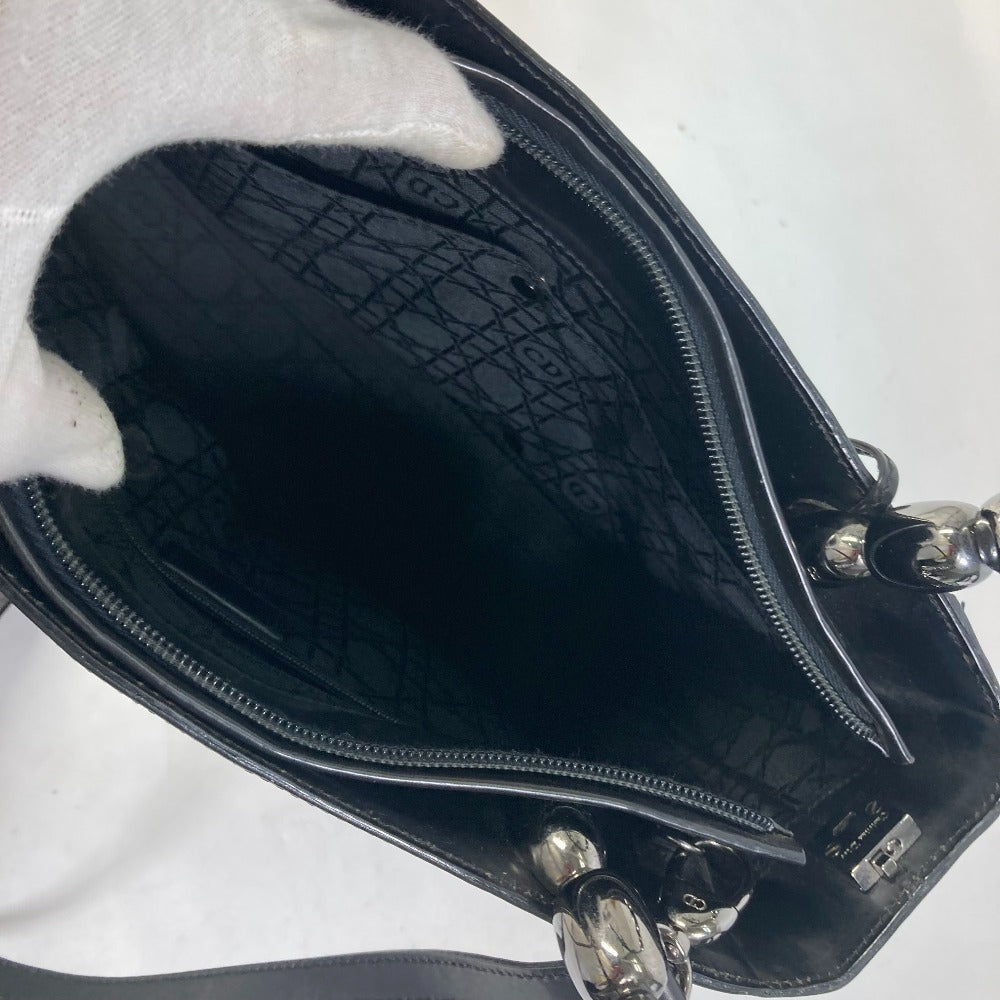 Dior Handbag leather black 2WAY bag Maris Pearl Women Used Authentic