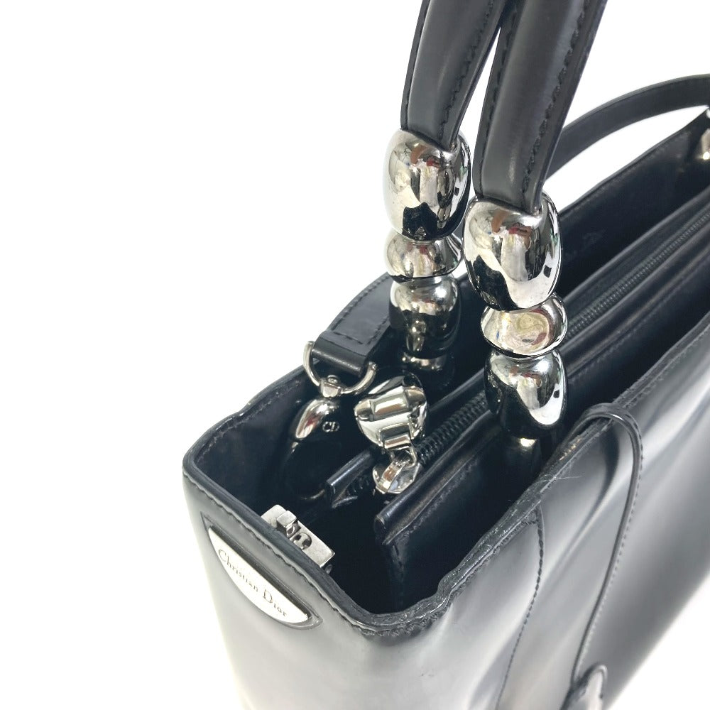 Dior Handbag leather black 2WAY bag Maris Pearl Women Used Authentic