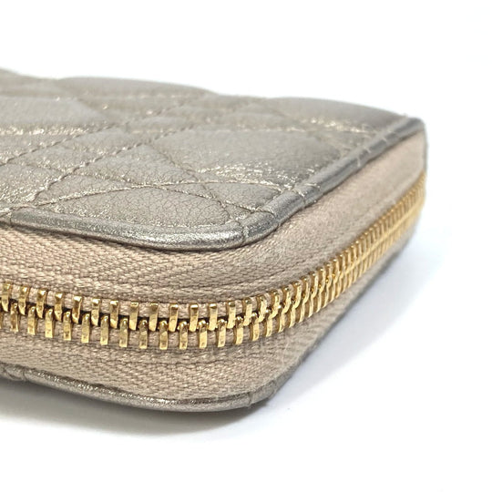 Dior Long Wallet Purse S0007OWEC_M10L Leather/grained calfskin gold Cannage LADY DIOR VOYAGEUR Wallet Women Used Authentic