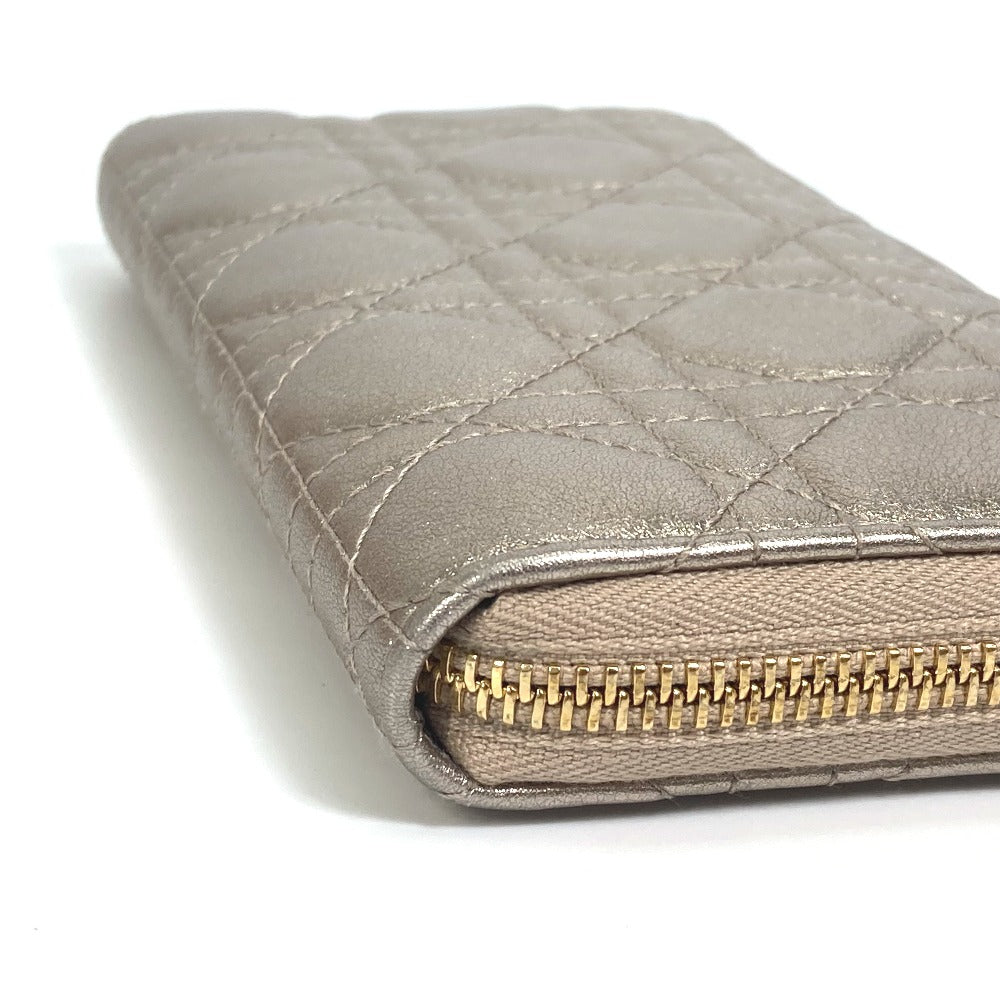 Dior Long Wallet Purse S0007OWEC_M10L Leather/grained calfskin gold Cannage LADY DIOR VOYAGEUR Wallet Women Used Authentic