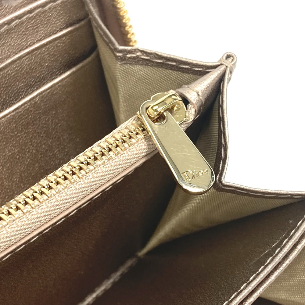 Dior Long Wallet Purse S0007OWEC_M10L Leather/grained calfskin gold Cannage LADY DIOR VOYAGEUR Wallet Women Used Authentic