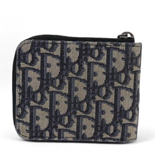 Christian Dior Trotter Canvas Zip Wallet Navy Silver Men's Vintage Wallet