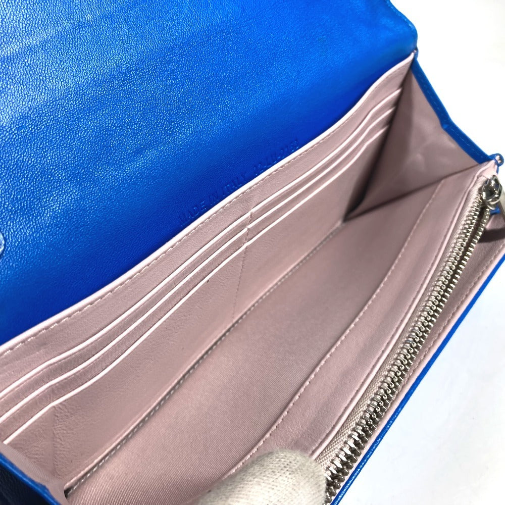 Dior Long Wallet Purse leather blue Canage Women Used Authentic