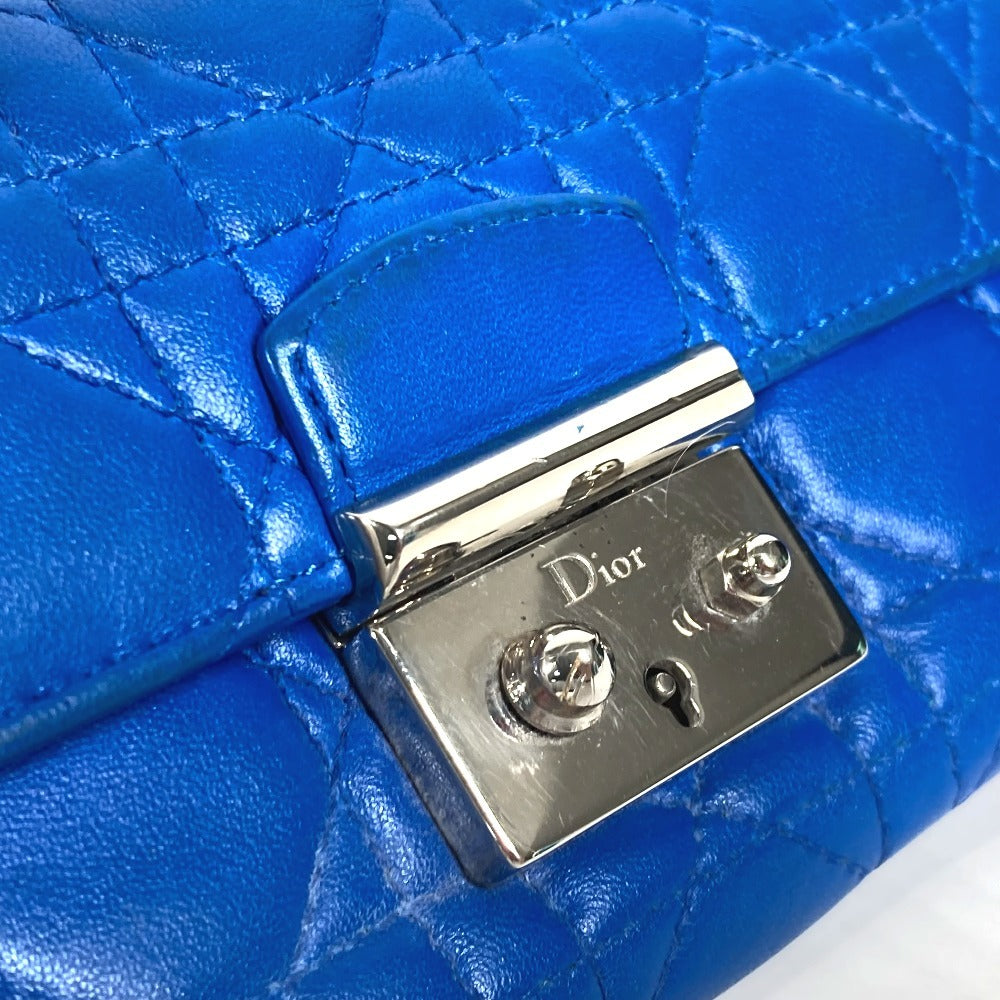 Dior Long Wallet Purse leather blue Canage Women Used Authentic