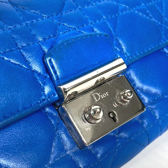 Dior Long Wallet Purse leather blue Canage Women Used Authentic