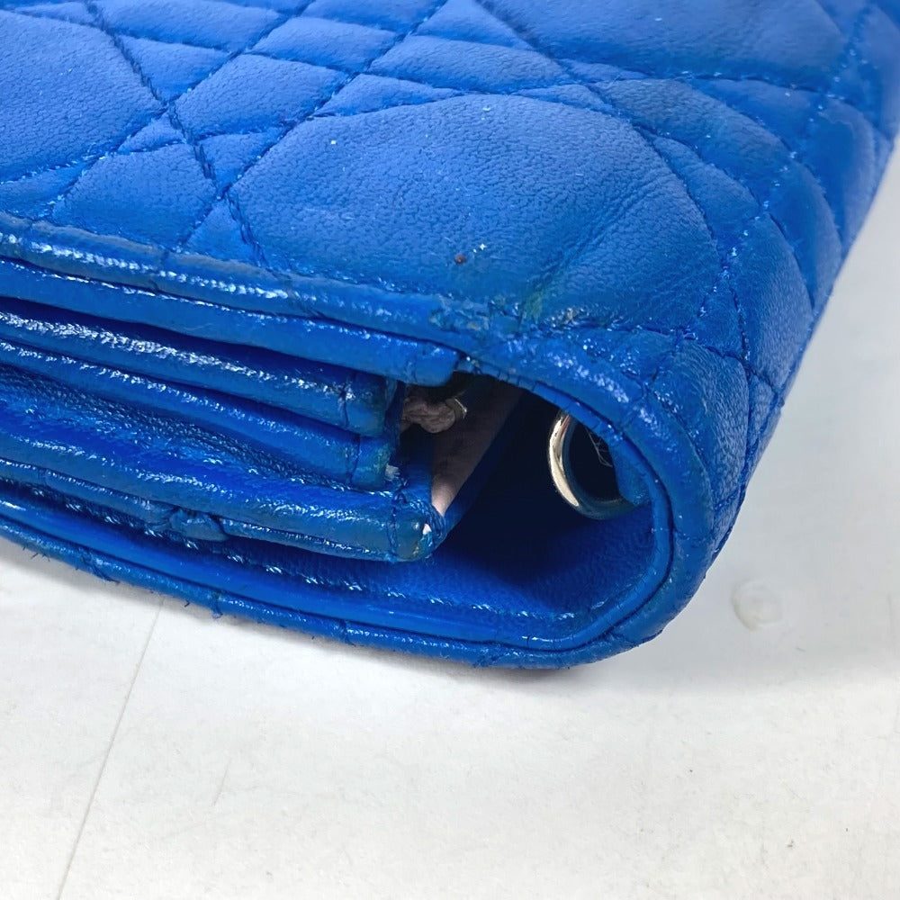 Dior Long Wallet Purse leather blue Canage Women Used Authentic