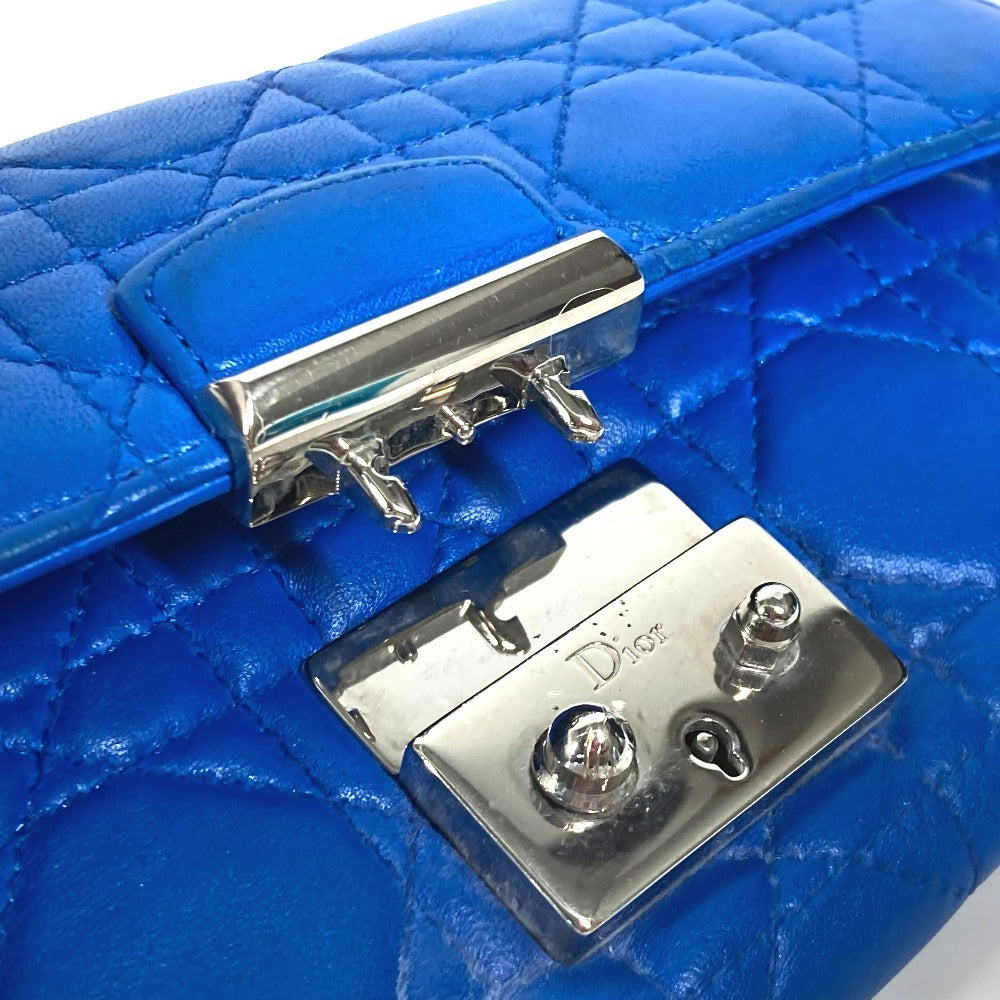 Dior Long Wallet Purse leather blue Canage Women Used Authentic
