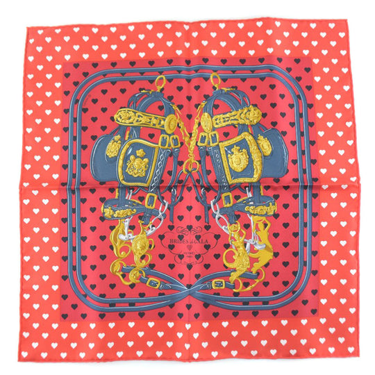 HERMES scarf silk Red heart Carre42 Women Used Authentic