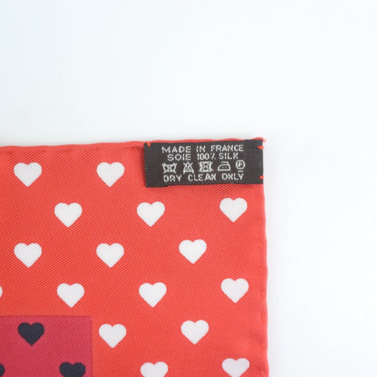 HERMES scarf silk Red heart Carre42 Women Used Authentic