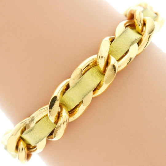 CHANEL bracelet Plated Gold , Leather Gold / yellow Women Used Authentic
