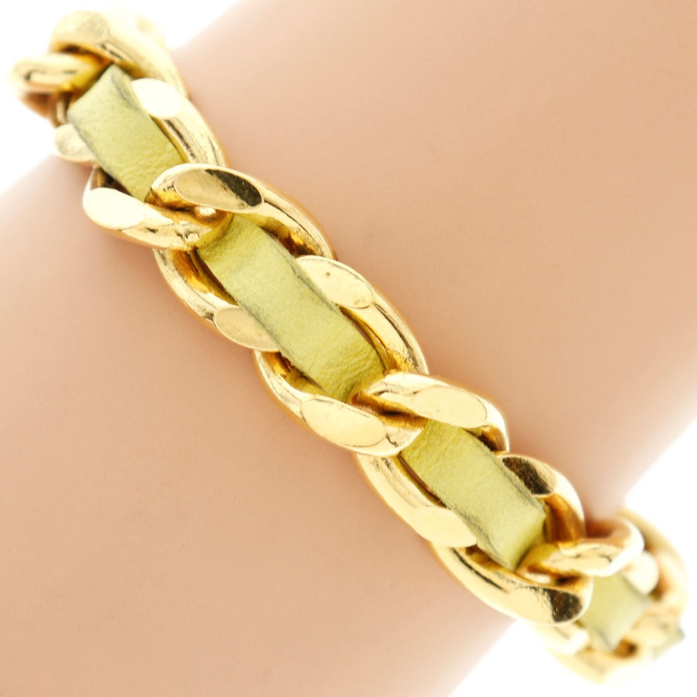 CHANEL bracelet Plated Gold , Leather Gold / yellow Women Used Authentic