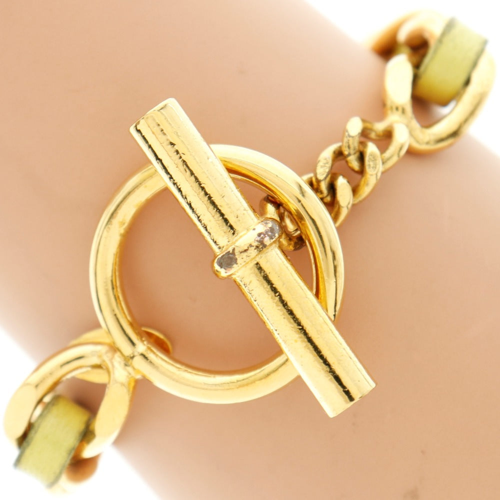 CHANEL bracelet Plated Gold , Leather Gold / yellow Women Used Authentic