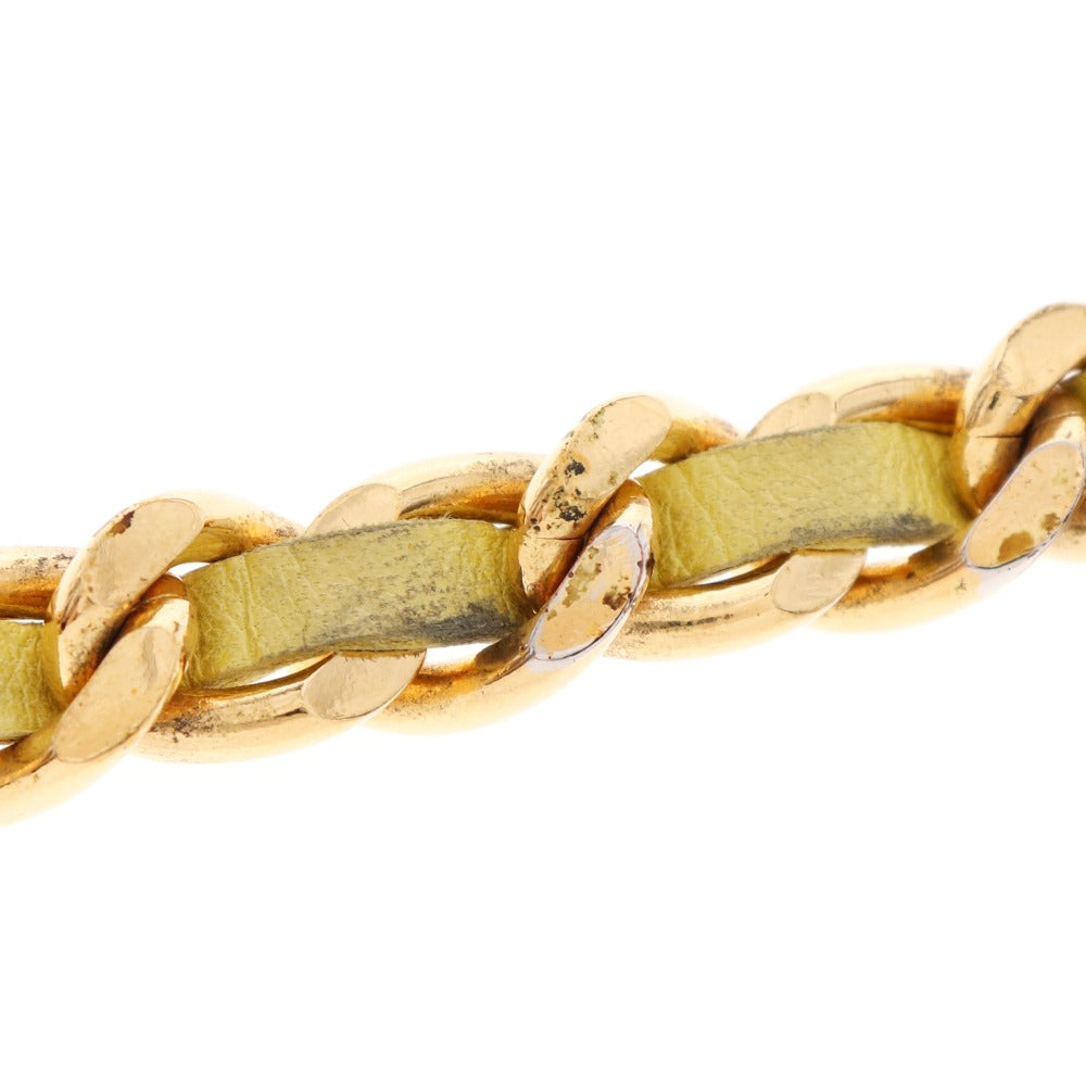 CHANEL bracelet Plated Gold , Leather Gold / yellow Women Used Authentic