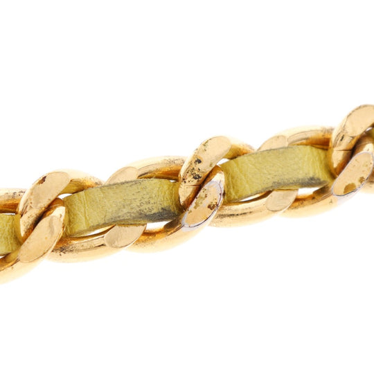 CHANEL bracelet Plated Gold , Leather Gold / yellow Women Used Authentic
