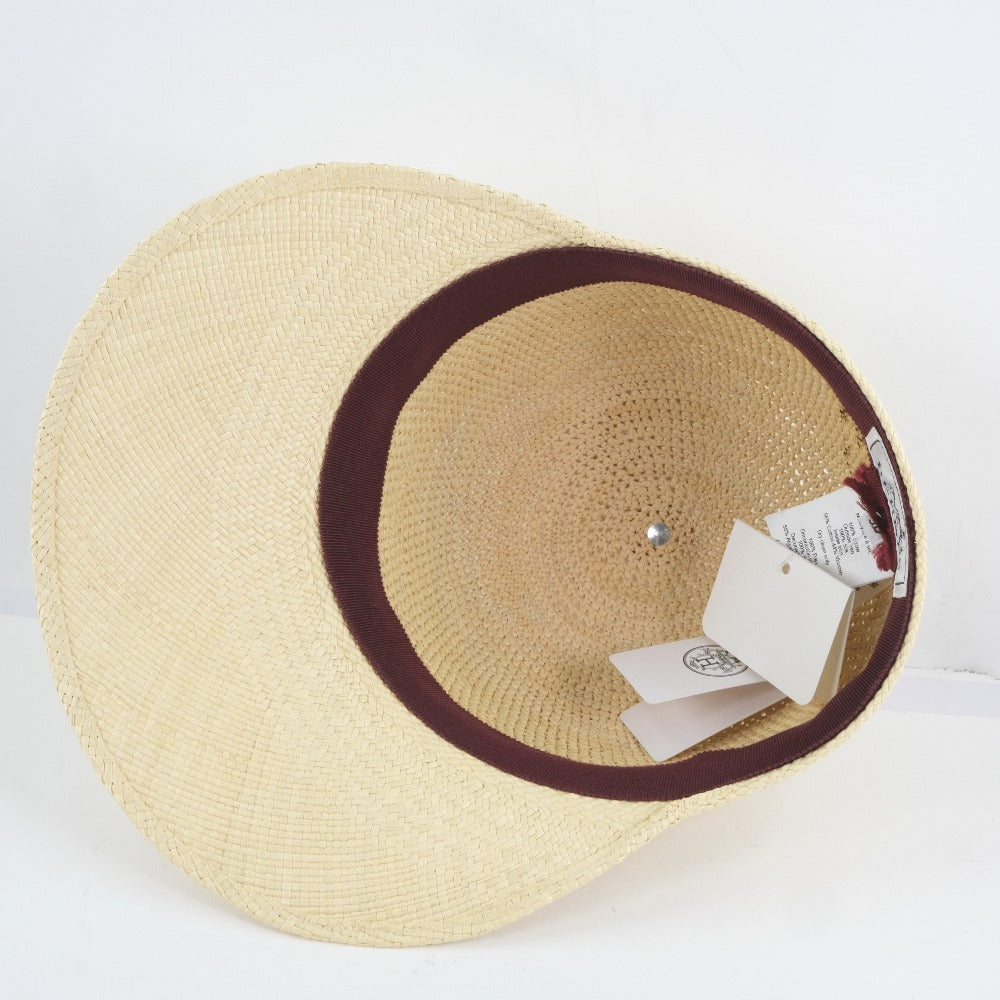 HERMES Other hats 191028N 1858 straw beige Straw hat Women 58 Used Authentic