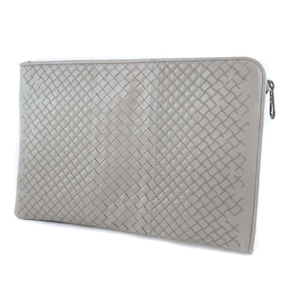 BOTTEGAVENETA Clutch bag Calfskin gray INTRECCIATO mens Used Authentic