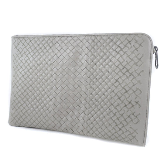 BOTTEGAVENETA Clutch bag Calfskin gray INTRECCIATO mens Used Authentic