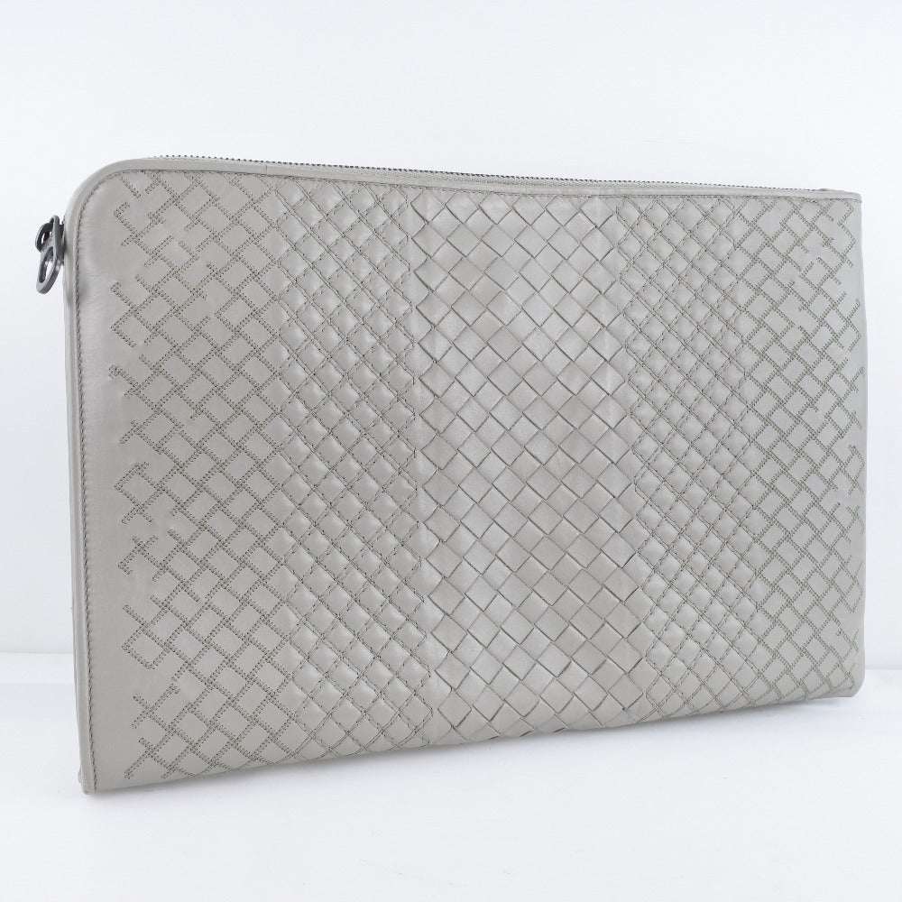 BOTTEGAVENETA Clutch bag Calfskin gray INTRECCIATO mens Used Authentic