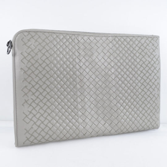 BOTTEGAVENETA Clutch bag Calfskin gray INTRECCIATO mens Used Authentic