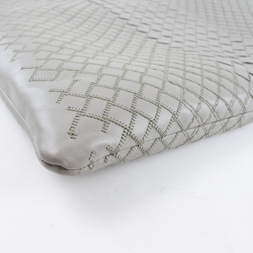 BOTTEGAVENETA Clutch bag Calfskin gray INTRECCIATO mens Used Authentic