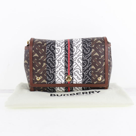 BURBERRY Shoulder Bag PVC , Calfskin Brown / black / white / red Monogram Women Used Authentic