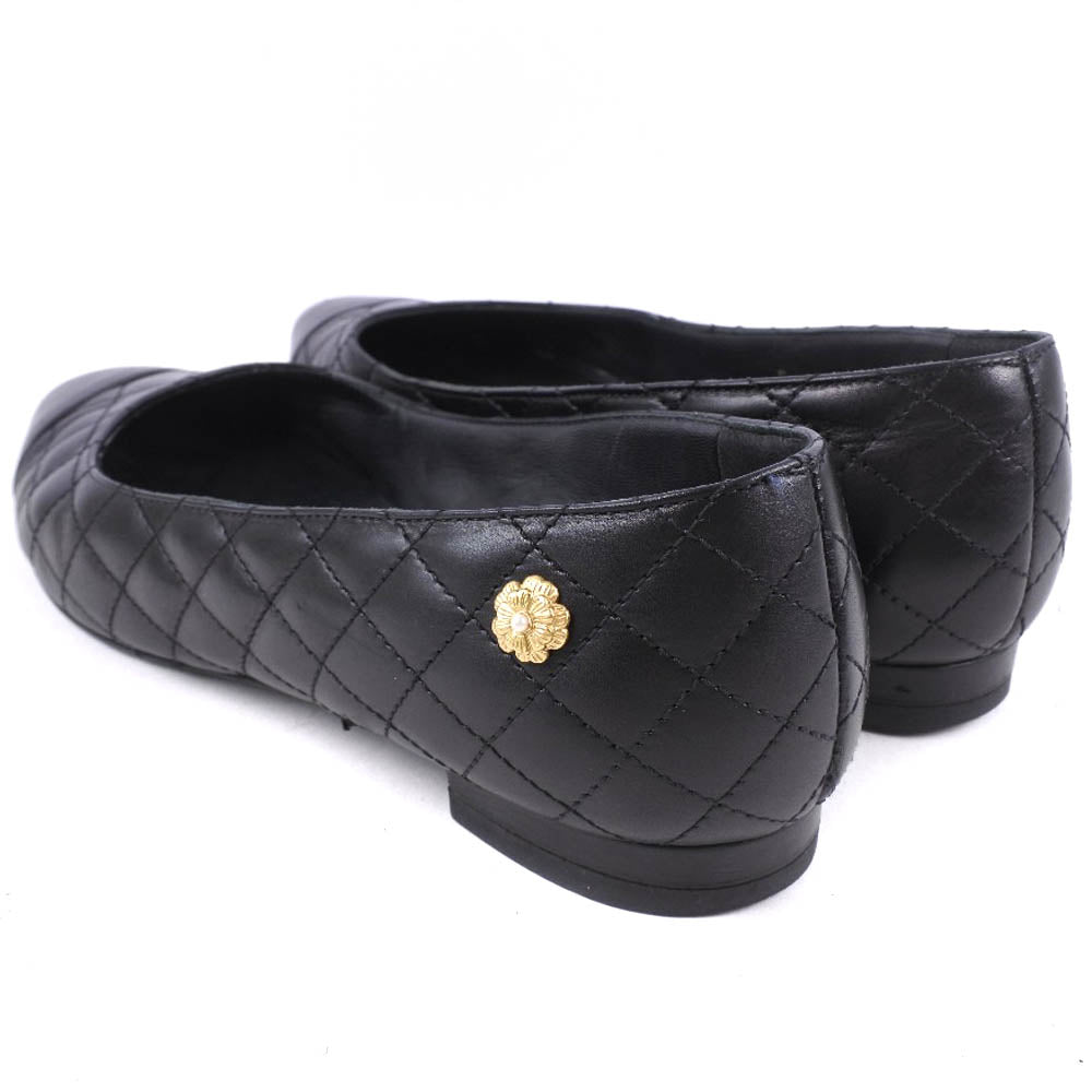 CHANEL pumps Calfskin black Matrasse Women 34 1/2 Used Authentic