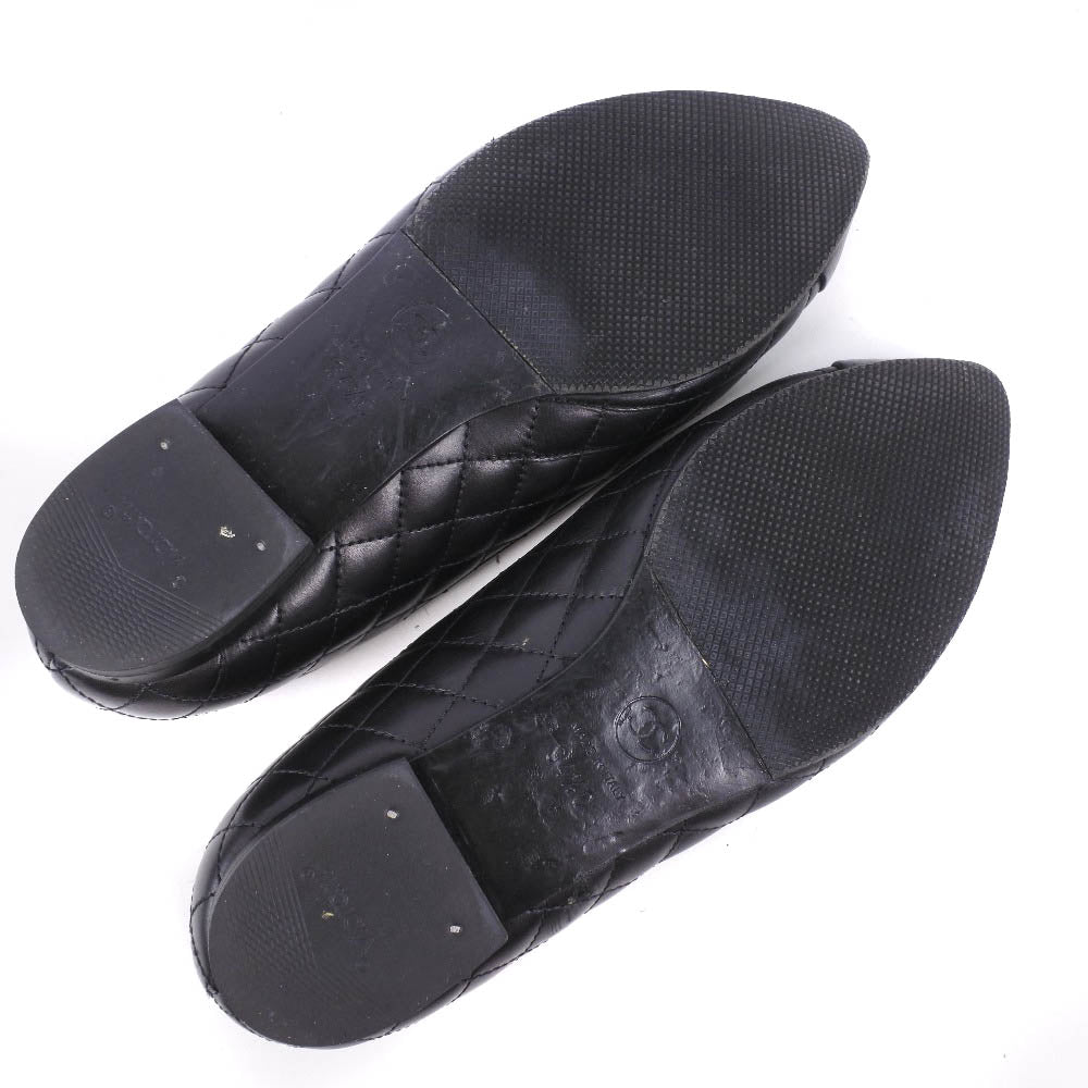 CHANEL pumps Calfskin black Matrasse Women 34 1/2 Used Authentic