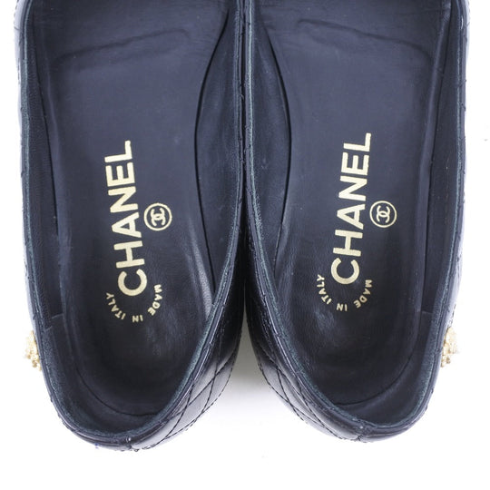 CHANEL pumps Calfskin black Matrasse Women 34 1/2 Used Authentic