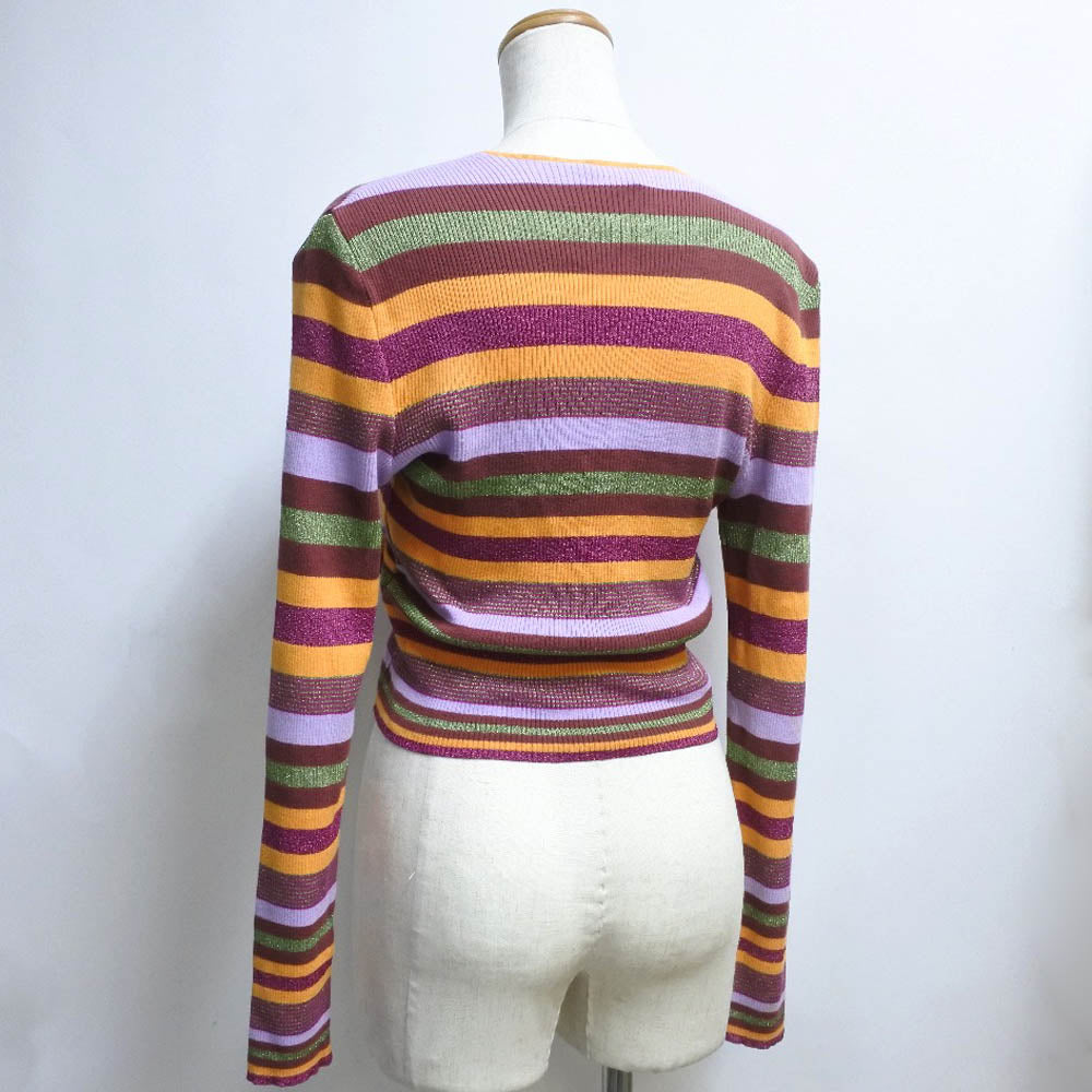 CHANEL knit P17171V00904 Cotton, Rayon, Polyester multicolor border Kashcourt Women 42 Used Authentic