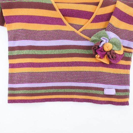 CHANEL knit P17171V00904 Cotton, Rayon, Polyester multicolor border Kashcourt Women 42 Used Authentic