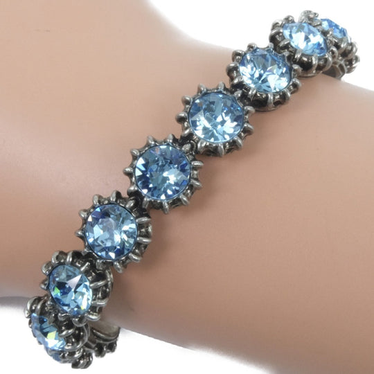 GUCCI bracelet Silver, light blue stone light blue Cuff Bangle Women 16 Used Authentic