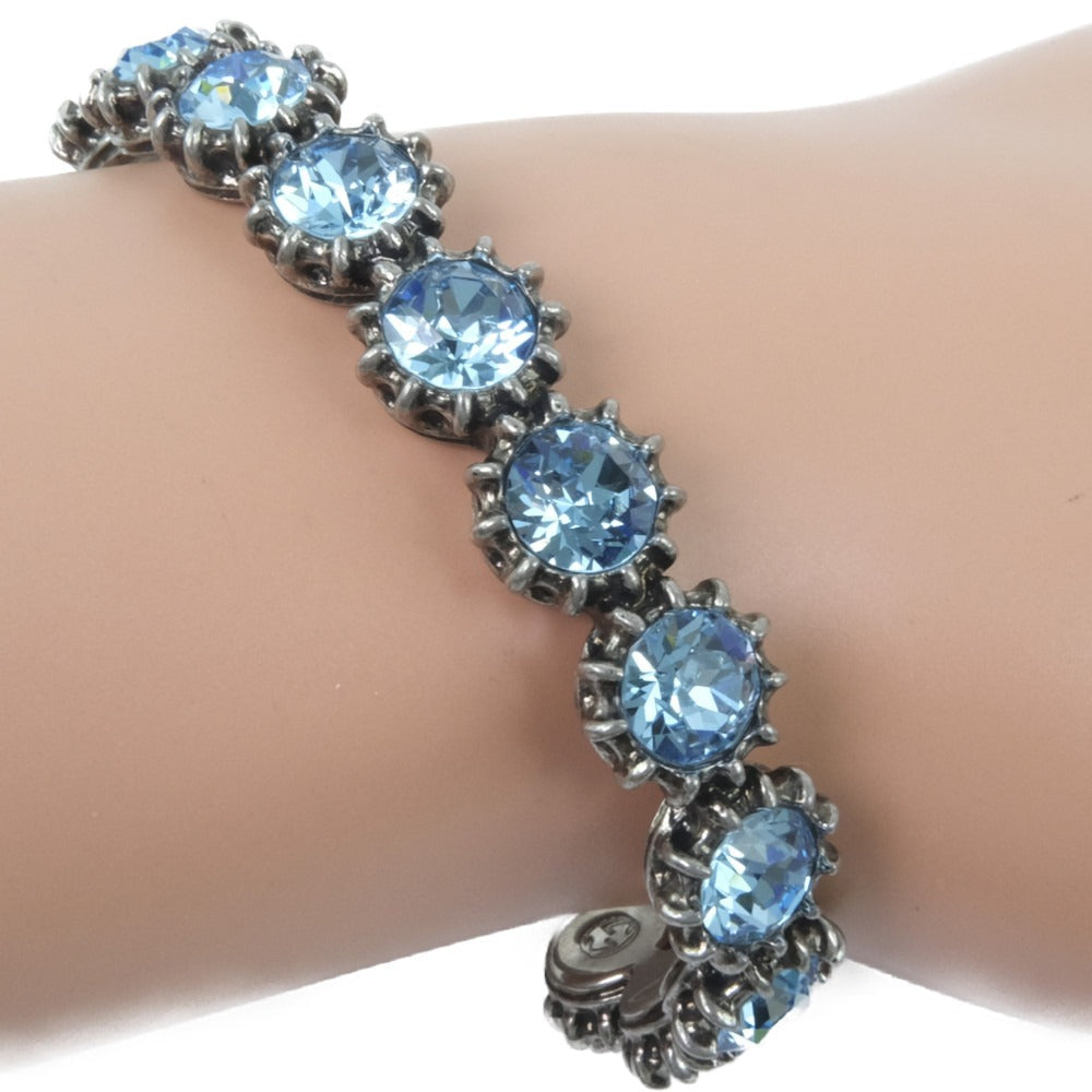 GUCCI bracelet Silver, light blue stone light blue Cuff Bangle Women 16 Used Authentic