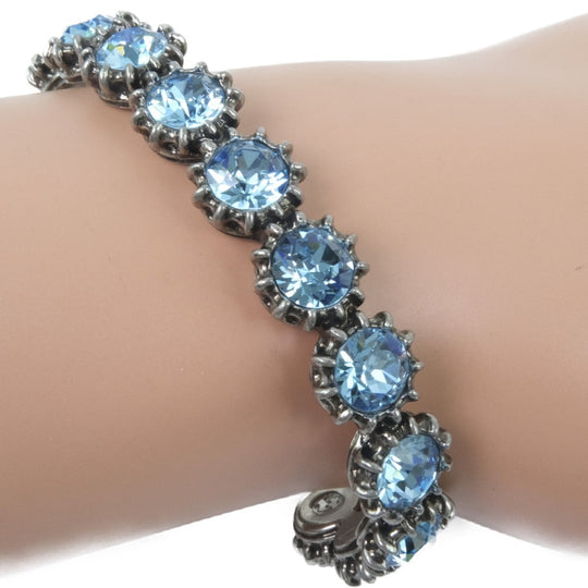 GUCCI bracelet Silver, light blue stone light blue Cuff Bangle Women 16 Used Authentic