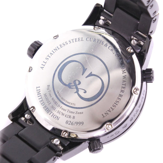 Curtis& Co. Watches Quartz SUW42R-B  Stainless Steel Red World Four Time Zone Red dial mens Used Authentic