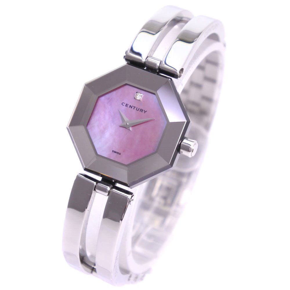 CENTURY Watches Quartz 802.7.S.35.11SB  Stainless Steel pink 1P diamond Time gem Pink shell dial Women Used Authentic