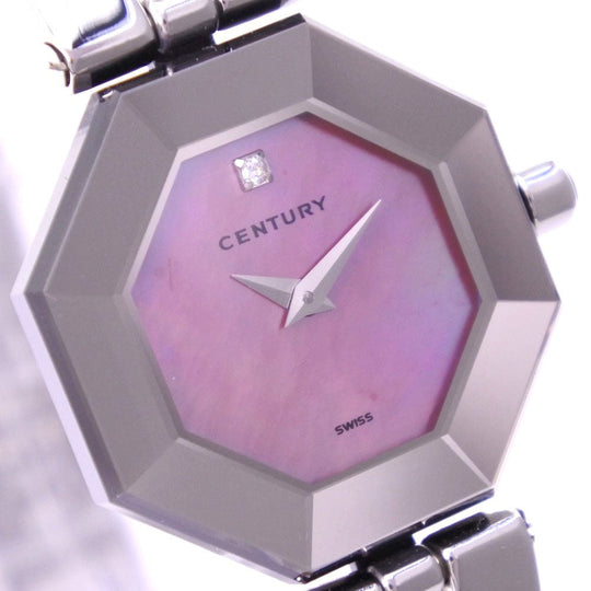 CENTURY Watches Quartz 802.7.S.35.11SB  Stainless Steel pink 1P diamond Time gem Pink shell dial Women Used Authentic