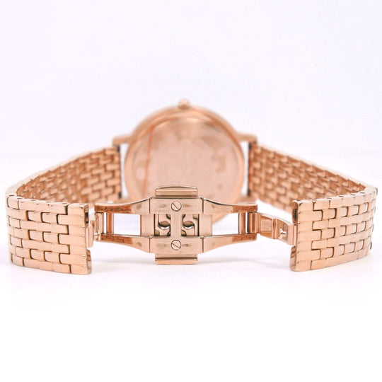 Emporio Armani Watches Quartz AR-80043 Stainless Steel Pink gold Pierce set Black shell dial Women Used Authentic