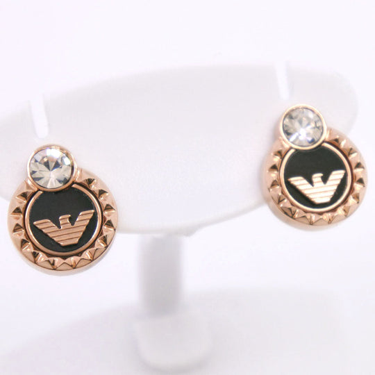 Emporio Armani Watches Quartz AR-80043 Stainless Steel Pink gold Pierce set Black shell dial Women Used Authentic