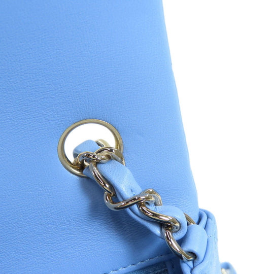 CHANEL Shoulder Bag lambskin blue ChainShoulder Matelasse SilverMetal Women Used Authentic