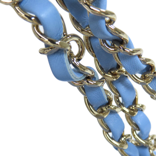 CHANEL Shoulder Bag lambskin blue ChainShoulder Matelasse SilverMetal Women Used Authentic