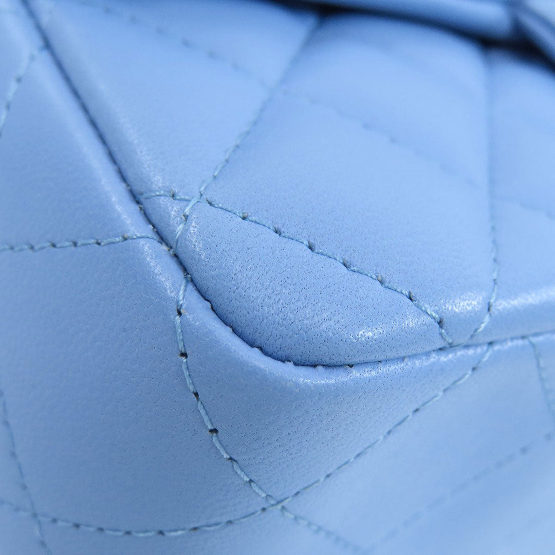 CHANEL Shoulder Bag lambskin blue ChainShoulder Matelasse SilverMetal Women Used Authentic