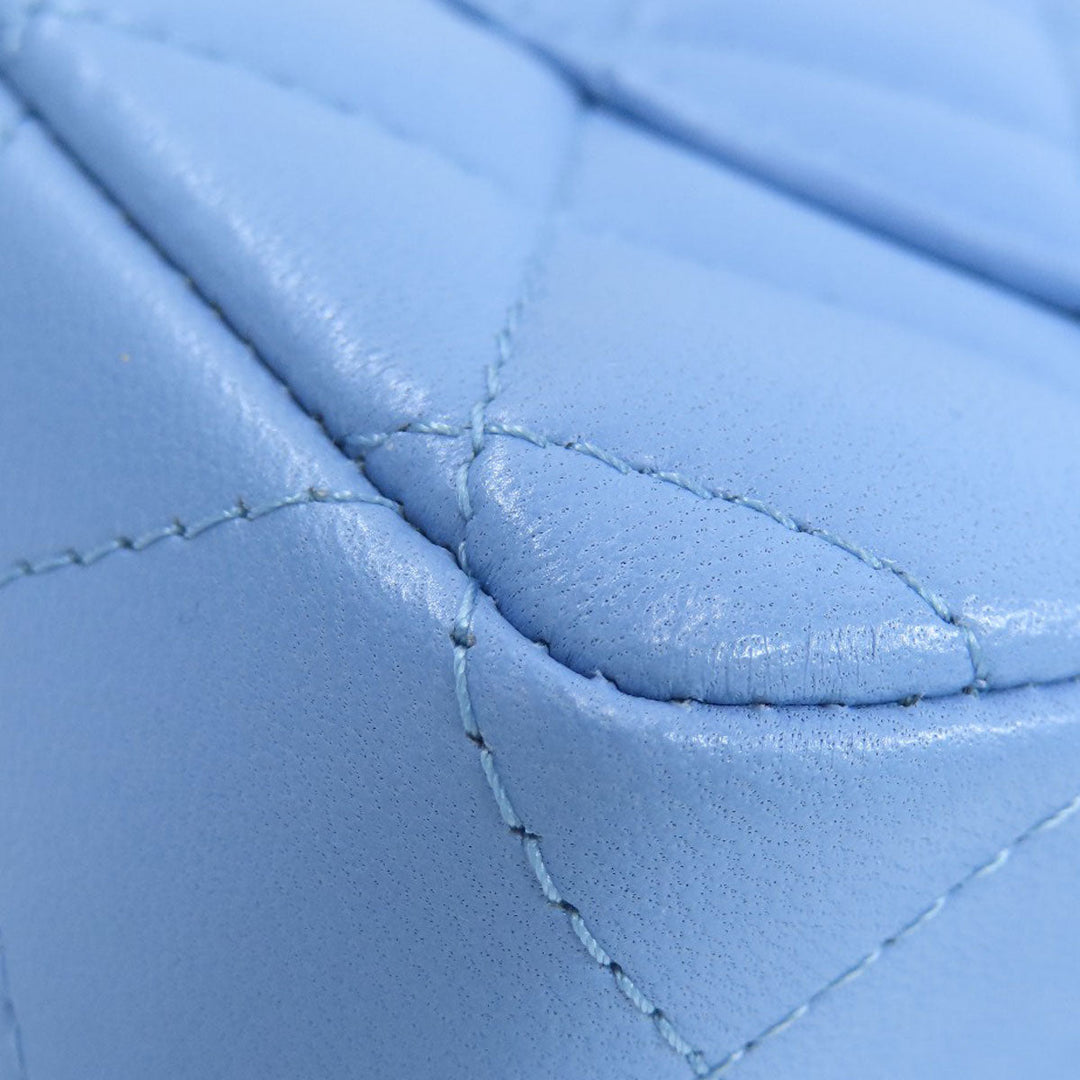 CHANEL Shoulder Bag lambskin blue ChainShoulder Matelasse SilverMetal Women Used Authentic