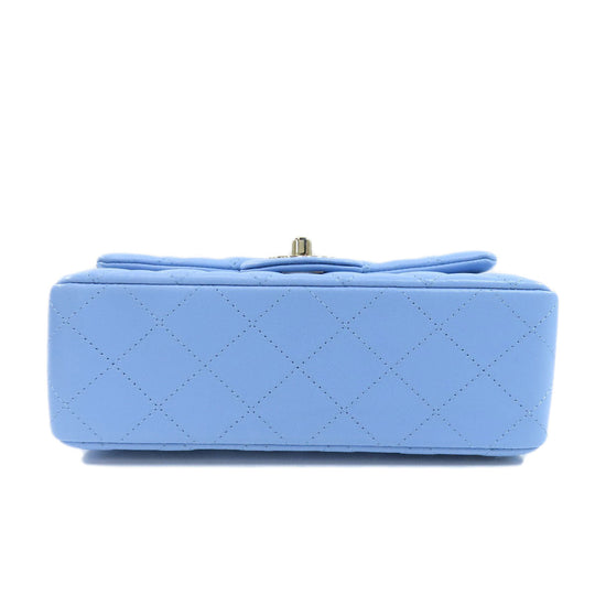 CHANEL Shoulder Bag lambskin blue ChainShoulder Matelasse SilverMetal Women Used Authentic