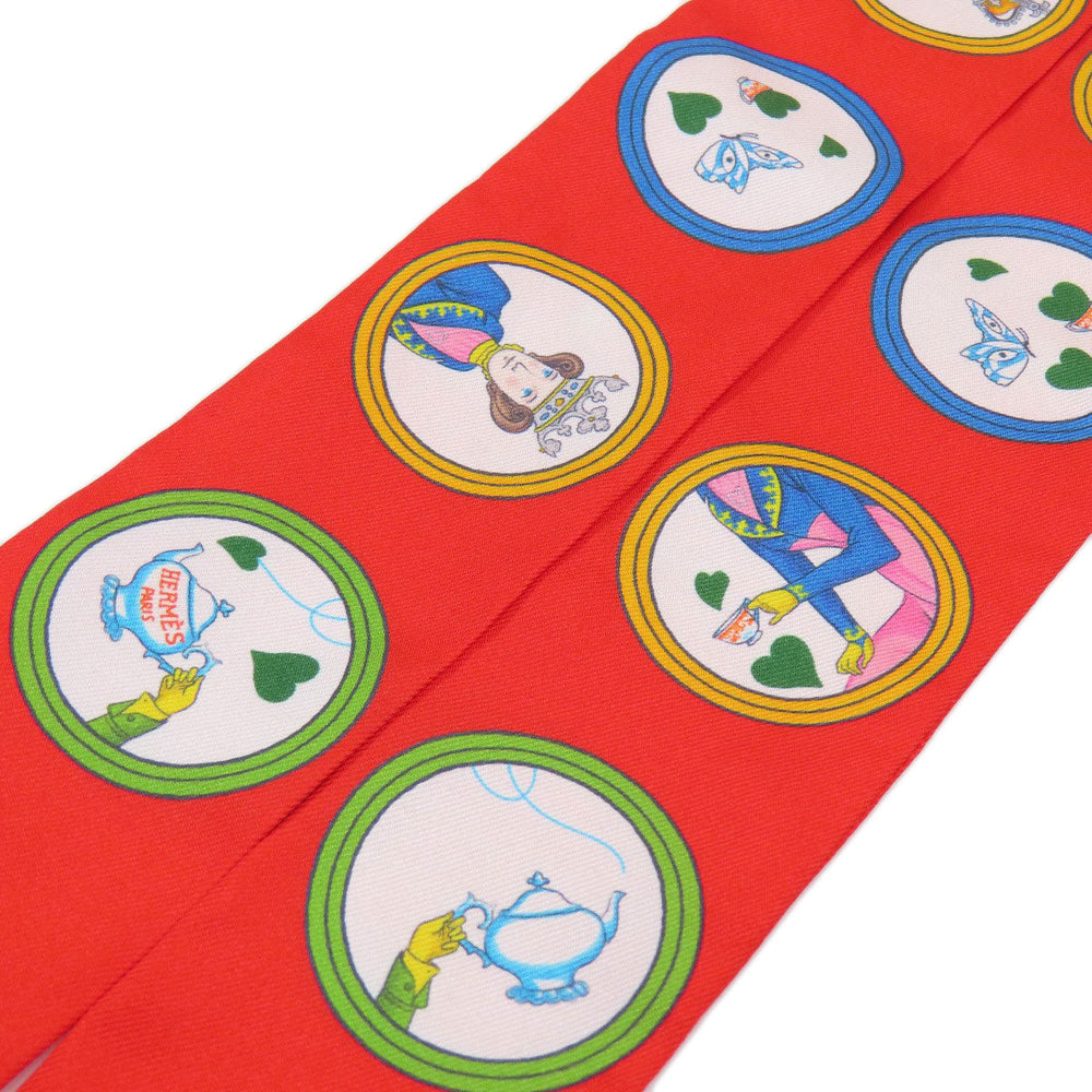 HERMES scarf silk Red Twilly Women Used Authentic