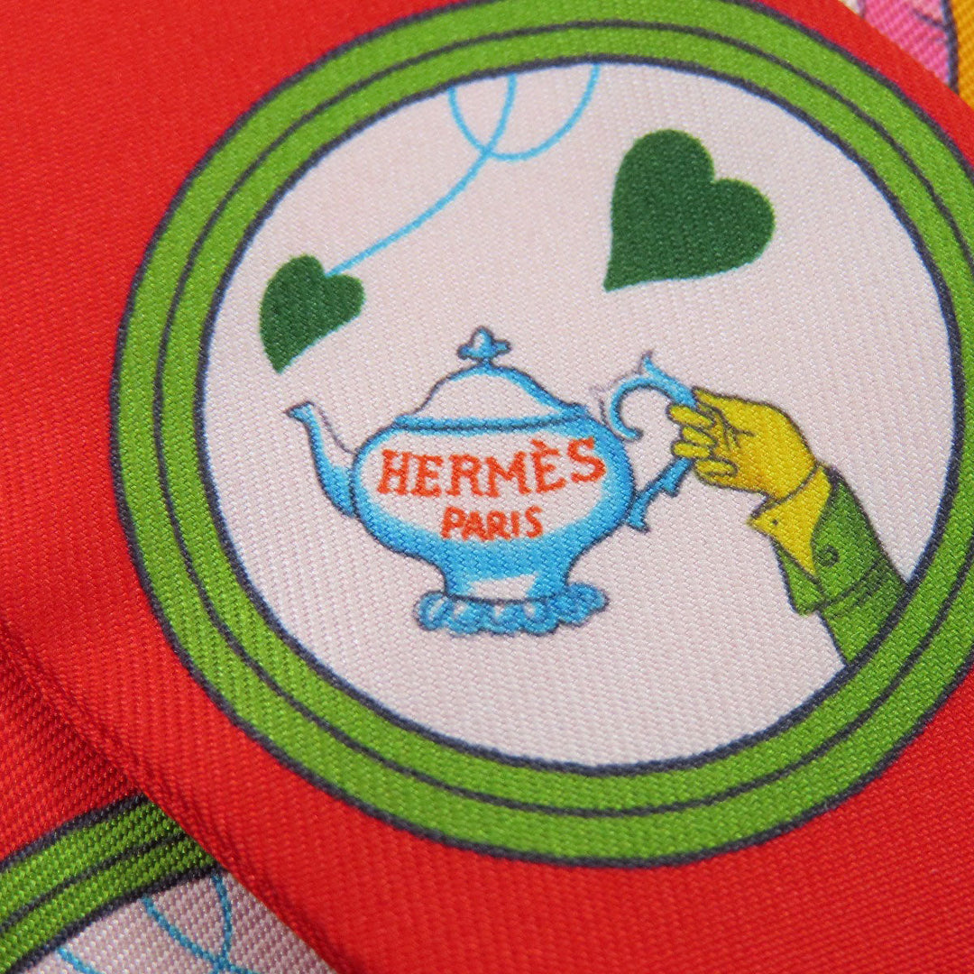 HERMES scarf silk Red Twilly Women Used Authentic