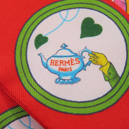 HERMES scarf silk Red Twilly Women Used Authentic