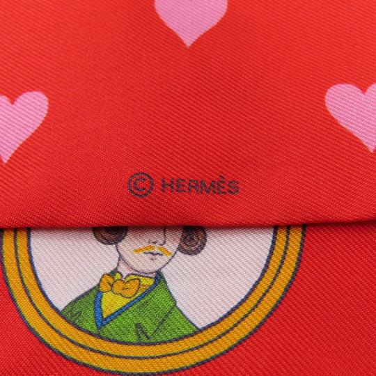HERMES scarf silk Red Twilly Women Used Authentic