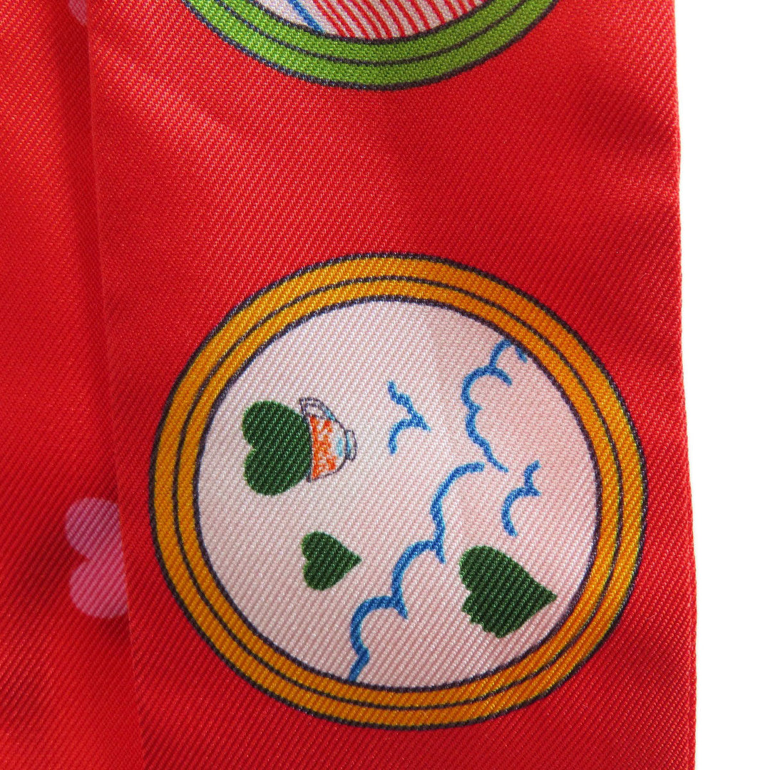 HERMES scarf silk Red Twilly Women Used Authentic