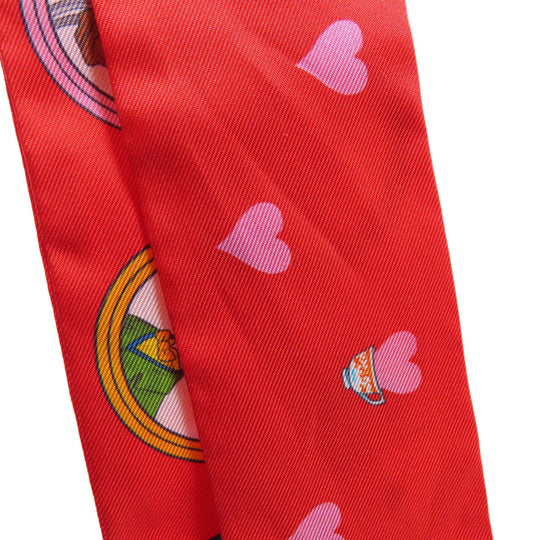 HERMES scarf silk Red Twilly Women Used Authentic